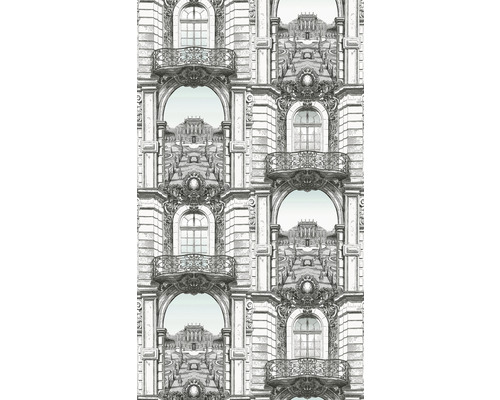 Papier peint panoramique intissé 39311-1 The Wall II façade de maison baroque blanc 3 pces 159 x 280 cm