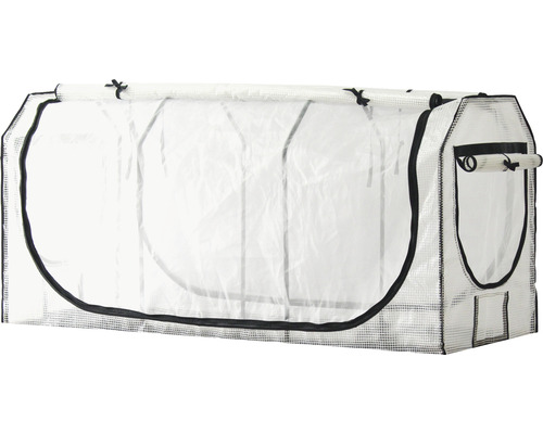 Serre tunnel avec film transparent et bordure noire