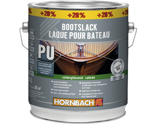 Laque à bateaux Hornbach satinée brillante incolore 3 l