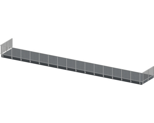 Set complet de balustrade Pertura Triton forme en U aluminium 20 m taupe pour montage latéral