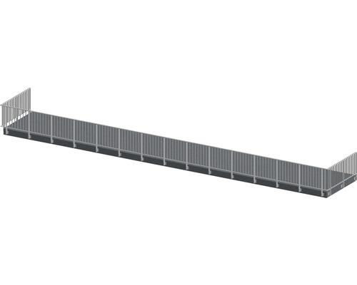 Set complet de balustrade Pertura Triton forme en U aluminium 19 m taupe pour montage latéral