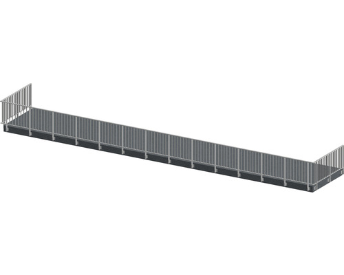 Set complet de balustrade Pertura Triton forme en U aluminium 18 m taupe pour montage latéral