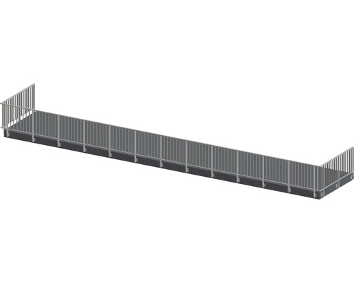 Set complet de balustrade Pertura Triton forme en U aluminium 17 m taupe pour montage latéral