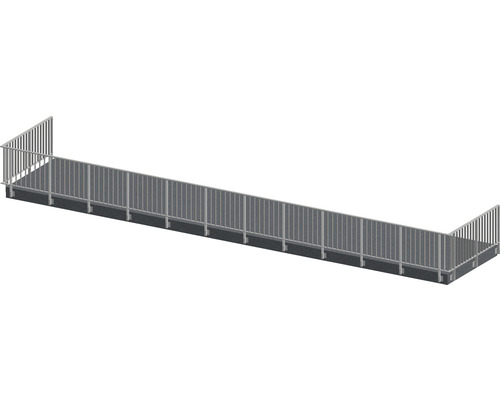 Set complet de balustrade Pertura Triton forme en U aluminium 16 m taupe pour montage latéral