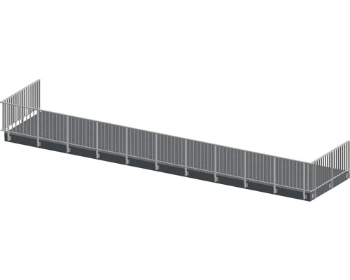 Set complet de balustrade Pertura Triton forme en U aluminium 15 m taupe pour montage latéral