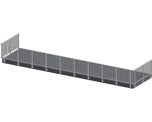 Set complet de balustrade Pertura Triton forme en U aluminium 14 m taupe pour montage latéral