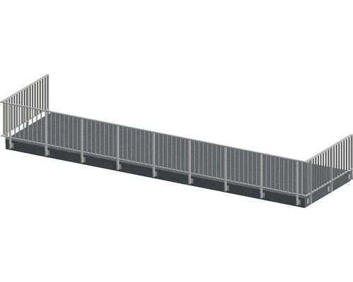 Set complet de balustrade Pertura Triton forme en U aluminium 13 m taupe pour montage latéral