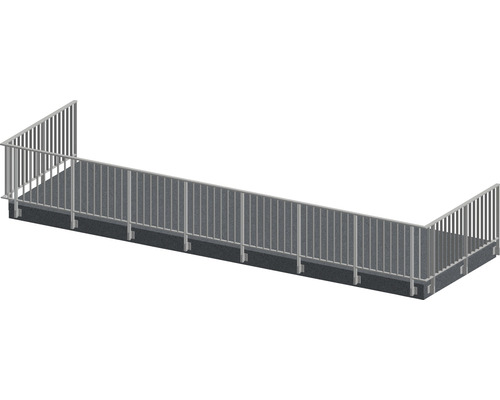 Set complet de balustrade Pertura Triton forme en U aluminium 12 m taupe pour montage latéral