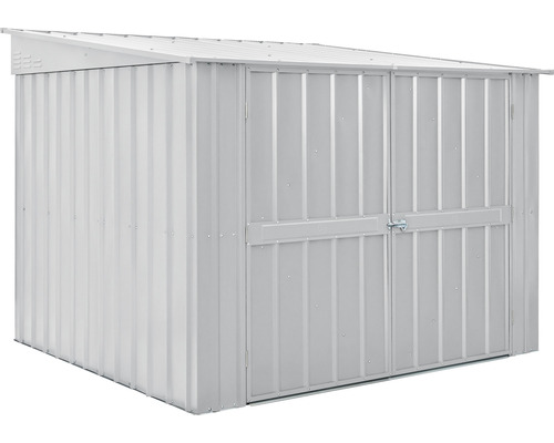 Garage à vélos GLOBEL 6x6 avec support à vélos 200x189 cm argent métallique Abri de jardin métallique avec double porte et toit monopente