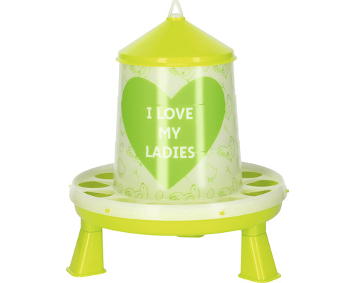 Futtermittelautomat für Geflügel in Bodenhaltung 2.4l Geflügel Futterautomat mit Aufschrift I LOVE MY LADIES für Hühner