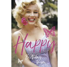 Geburtstagskarte mit Marilyn Monroe und Schmetterlingen