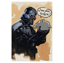 Gemälde von Darth Vader, der eine Figur hält und sagt: Ich bin dein Vater