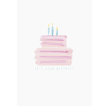 "Illustration einer Geburtstagstorte mit Kerzen und dem Text ""It''s your birthday""."