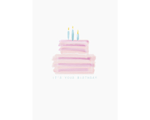 "Illustration einer Geburtstagstorte mit Kerzen und dem Text ""It''s your birthday""."
