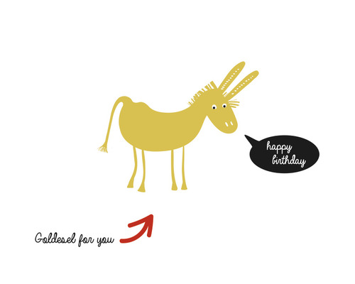 "Geburtstagskarte mit Eselmotiv und dem Schriftzug ""Happy Birthday"""