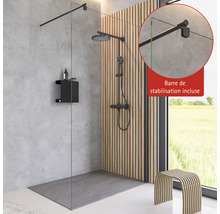 Walk In SCHULTE Alexa Style 2.0 Black Style ExpressPlus 90 cm couleur du profilé noir décor de vitre verre transparent