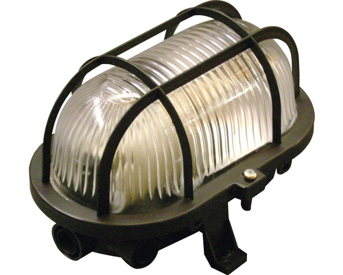 Lampe ovale avec grille de protection B 126 mm noir
