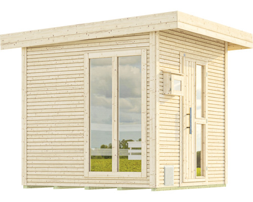 Chalet sauna Weka Kuopio avec poêle 9 kW et commande externe avec fenêtre et porte en bois avec verre isolé thermiquement