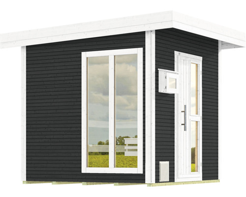 Chalet sauna Weka Kuopio avec poêle 9 kW et commande externe avec fenêtre et porte en bois avec verre isolé thermiquement anthracite/blanc