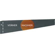 Metallregal mit dem Text vorher nachher