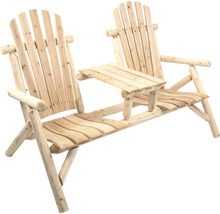 Banc de jardin double en bois avec table