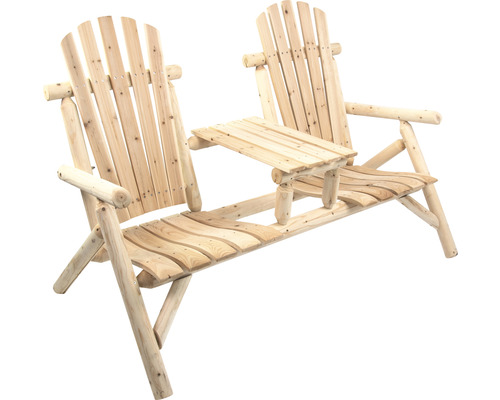 Banc de jardin double en bois avec table