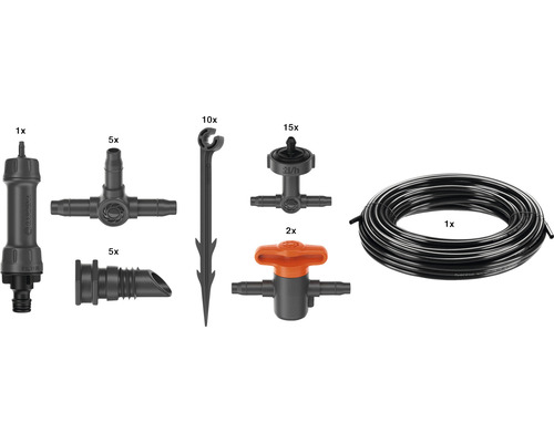 Gardena Micro-Drip-System Kit de démarrage Pots de plantes M avec tuyaux goutte à goutte, raccords et vanne de régulation