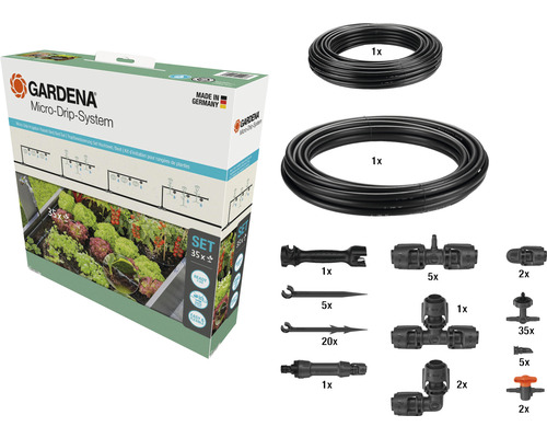 Kit Gardena Micro-Drip-System pour un arrosage avec 35 pièces