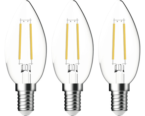 FLAIR LED Kerzenlampe C35 E14/4,2W(40W) 470 lm 2700 K warmweiss klar 3 Stück