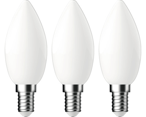 Ampoule flamme LED C35 E14/4,2W(40W) 470 lm 6500 K blanc lumière du jour transparent 3 pièces Trois ampoules LED à bougie avec culot E14