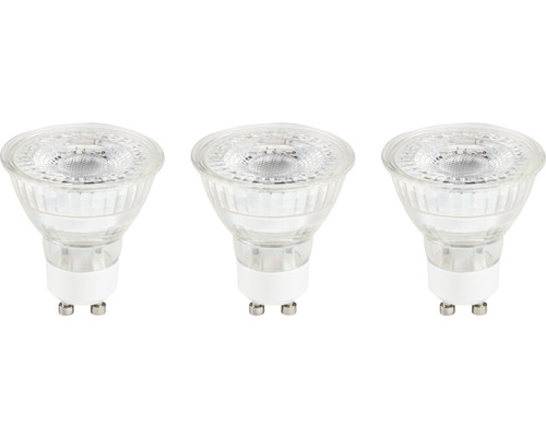 ampoules à réflecteur LED PAR16 GU10/4,9W(64W) 450 lm 2500 K blanc chaud transparent 3 pces 90°