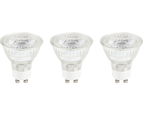 Ampoule réflecteur LED PAR16 GU10/4,9W(64W) 450 lm 6500 K blanc lumière du jour transparent 3 pièces