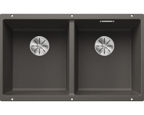 Évier Blanco SUBLINE 350/350-U lxp 755x460 mm Silgranit gris volcan 527347 Évier à deux cuves
