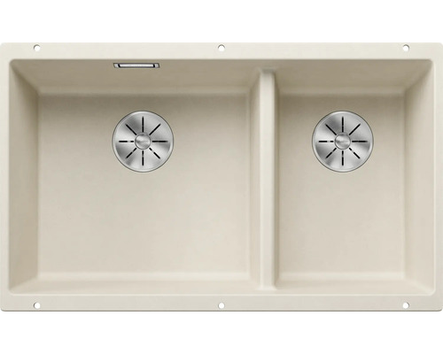 Évier Blanco SUBLINE 430/270-U lxp 755x460 mm Silgranit blanc soft 527167 Évier beige à deux cuves