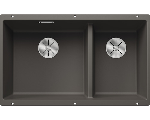 Évier Blanco SUBLINE 430/270-U lxp 755x460 mm Silgranit gris volcan 527350 Évier à deux bacs avec bondes