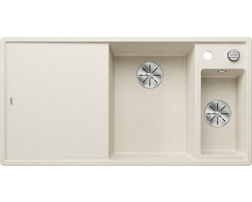 Blanco AXIA III 6 S évier lxp 1000x510 mm Silgranit blanc soft avec planche à découper en bois et bac multifonction 527046