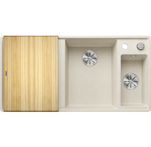Blanco AXIA III 6 S-F Spüle BxT 990x500 mm Silgranit softweiss inkl. Holzschneidbrett und Multifunktionsschale 527050