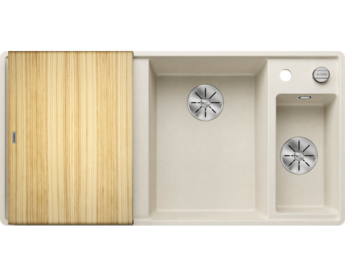 Spüle mit Spülbecken, Abtropffläche und Schneidebrett