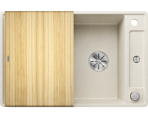 Beiges Spülbecken mit Schneidebrett