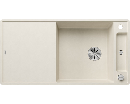 Blanco AXIA III XL 6 S-F évier lxp 990x500 mm Silgranit blanc soft avec planche à découper en bois 527054