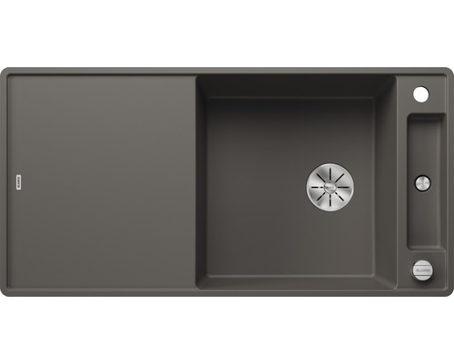 Blanco AXIA III XL 6 S-F évier lxp 990x500 mm Silgranit gris volcan avec planche à découper en bois 527237