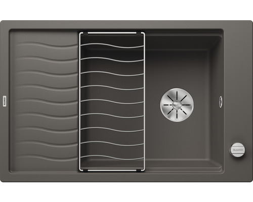 Spüle mit Abtropffläche und Geschirrkorb