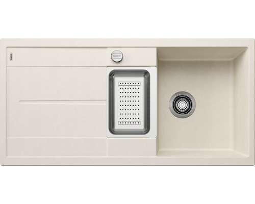 Spüle aus Silgranit mit Abtropffläche und Siebkorb