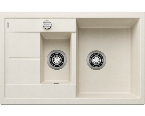 Blanco METRA 6 S Compact évier lxp 780x500 mm Silgranit blanc soft 527114 Évier avec deux bacs et égouttoir
