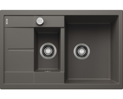 Blanco METRA 6 S Compact évier lxp 780x500 mm Silgranit gris volcan 527297 Évier avec égouttoir et deux cuves
