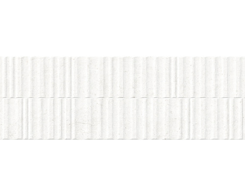 Steingut Wandfliese Manhattan Wall white Wavy Shaped 33,3x100 cm