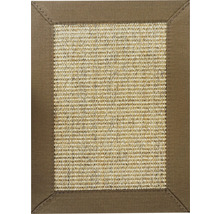 Quadratischer Teppich mit brauner Umrandung