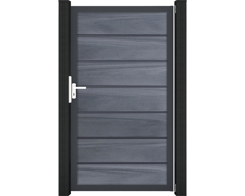 Portillon simple GroJa Flex Grande Premium tirant universel prémonté sans poteaux cadre anthracite 100 x 180 cm gris pierre