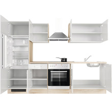 Cuisine complète avec appareils Flex Well Valero 270 cm couleur de façade blanc haute brillance - couleur du corps chêne sonoma 00011912