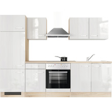 Cuisine complète avec appareils Flex Well Valero 270 cm couleur de façade blanc haute brillance - couleur du corps chêne sonoma 00011912